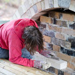 Kigbeare Kiln Project - Joss Bricking up the back of the main chamber